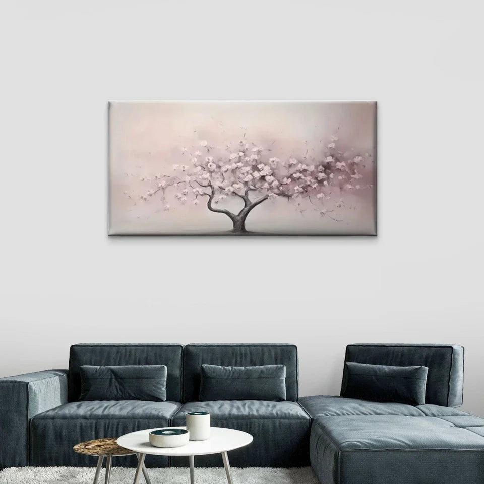 Trees Pink Flowers Perfect Wall Art Canvas Office Home Room Framed 80x45cm