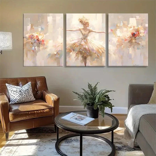 3pcs Abstract Ballet Dancer Elegant Perfect Wall Art Set Canvas Framed 40x60cm - High Quality Print 100% Australian Made Wall Canvas Ready to Hang