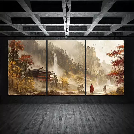 3pcs Chinese Traditional Painting Canvas Framed 40x60cm - High Quality Print 100% Australian Made Wall Canvas Ready to Hang