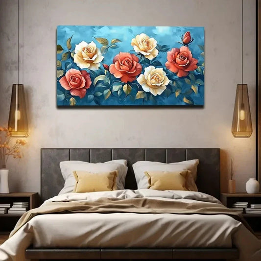 Noble And Beautiful Roses Wall Art canvas office home room framed 120x60cm