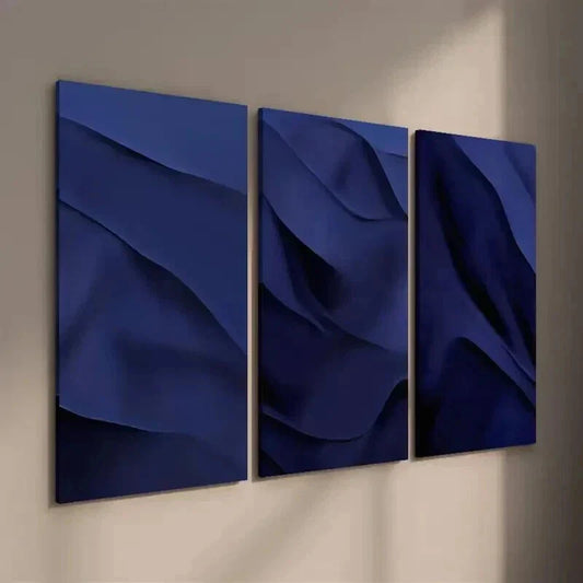3pcs Modern Minimalist Abstract Navy Blue Decor Wall Art Set Canvas Framed 40x60cm - High Quality Print 100% Australian Made Wall Canvas Ready to Hang