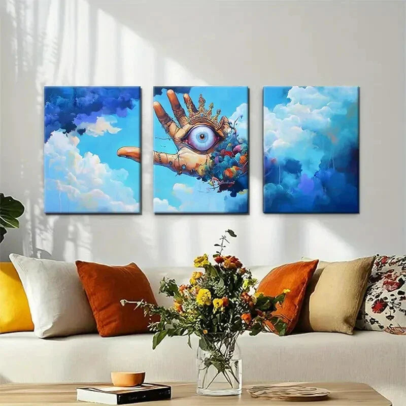 3pcs Mystical Hand & Eye Surreal Vision Perfect Wall Art Set Canvas Framed 40x60cm - High Quality Print 100% Australian Made Wall Canvas Ready to Hang