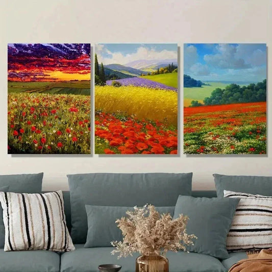 3pcs Beautiful Scenery Painting Vibrant Wall Art Set Canvas Framed 40x60cm - High Quality Print 100% Australian Made Wall Canvas Ready to Hang