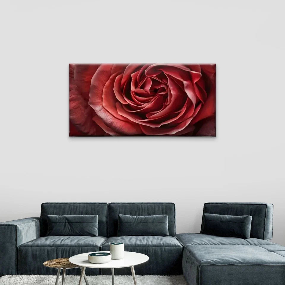 Red Rose Abstract Wall Art Canvas Office Home Room Framed 80x45cm