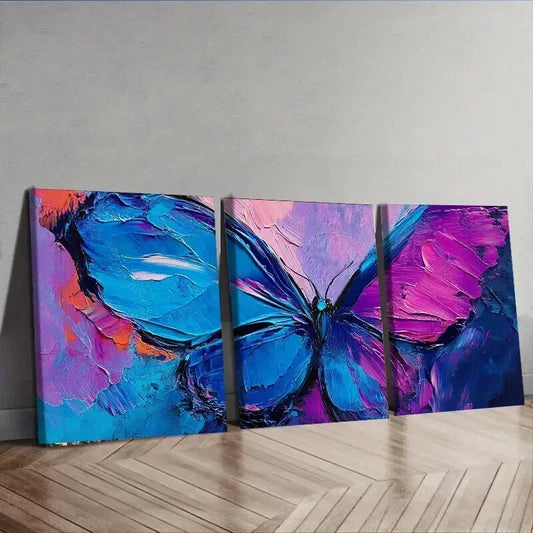 3pcs Abstract Butterfly Colorful Perfect Wall Art Set Canvas Framed 40x60cm - High Quality Print 100% Australian Made Wall Canvas Ready to Hang