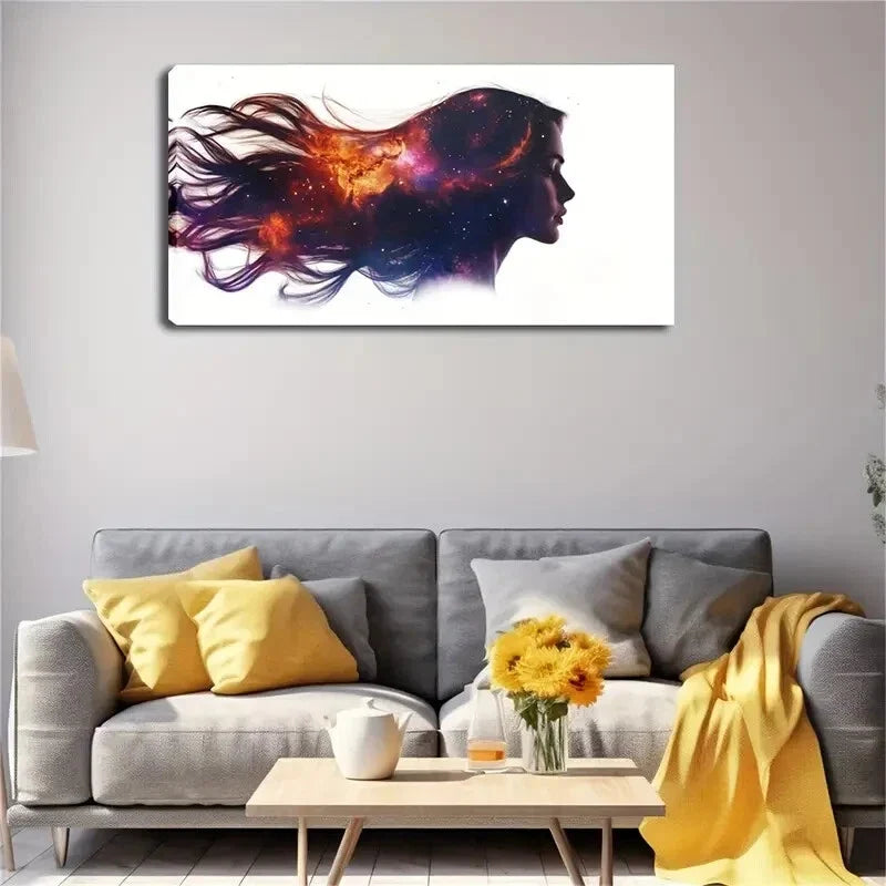 Large Cosmic Hair Galaxy Wall Art Canvas Office Home Room Framed 120x60cm