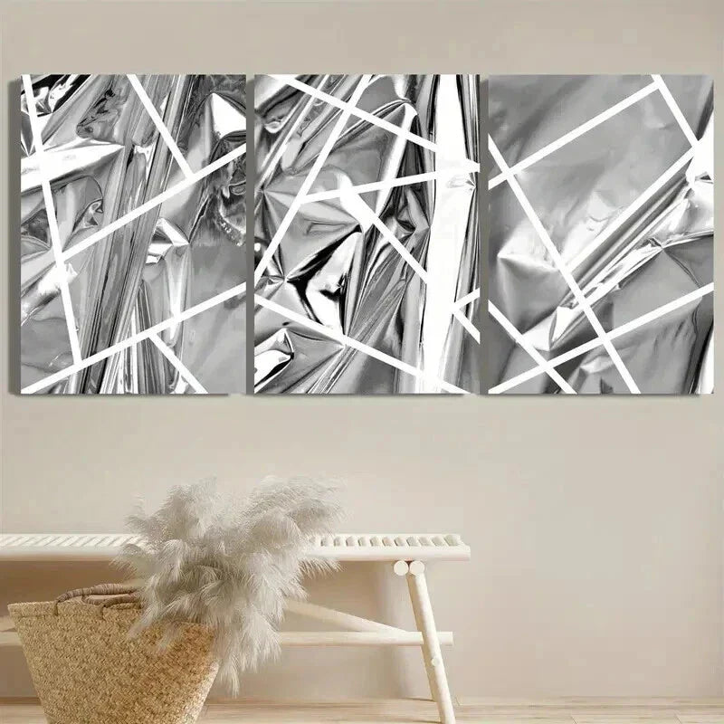 3pcs Abstract Black Designs And White Lines Wall Art Set Canvas Framed 40x60cm - High Quality Print 100% Australian Made Wall Canvas Ready to Hang