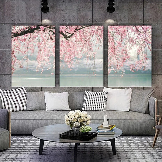 3pcs Pink Cherry Blossom Aesthetic Metal Print Ready to Hang Art