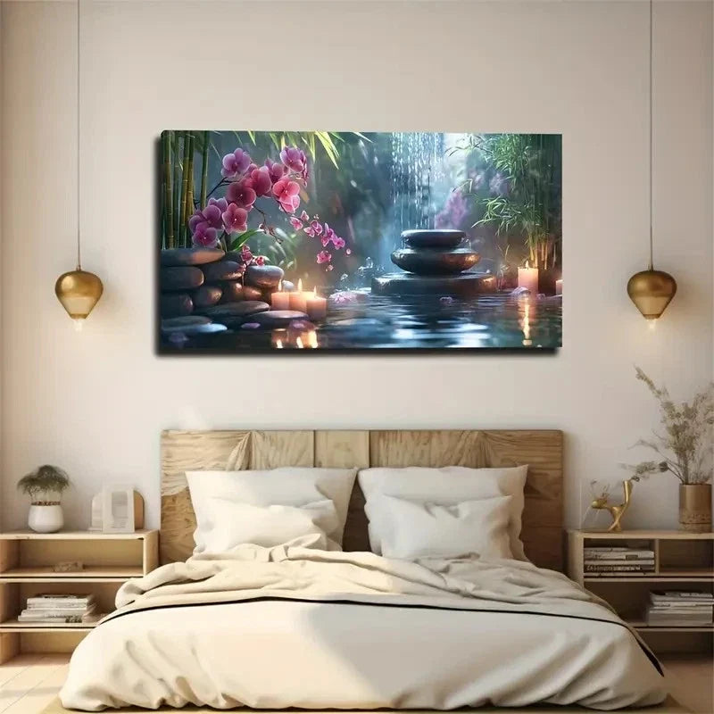 Serene Waterfall Landscape Wall Art Canvas Office Home Room Framed 120x60cm