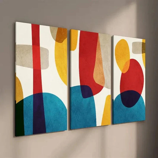 3pcs Abstract Colorful Creative Geometric Wall Art Set Canvas Framed 40x60cm - High Quality Print 100% Australian Made Wall Canvas Ready to Hang