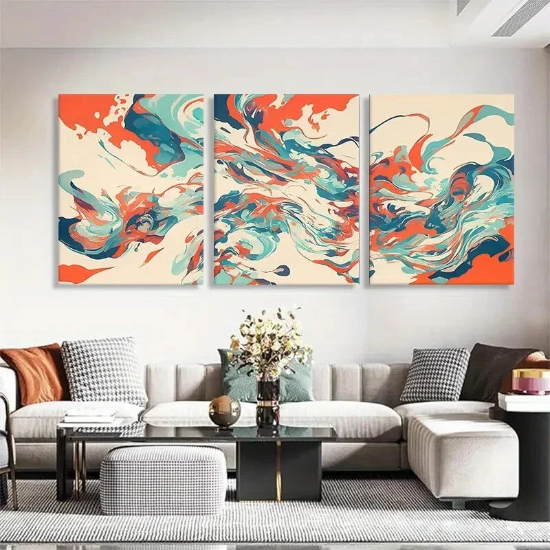 3pcs Mint Swirls Dynamic Contemporary Perfect Wall Art Set Canvas Framed 40x60cm - High Quality Print 100% Australian Made Wall Canvas Ready to Hang