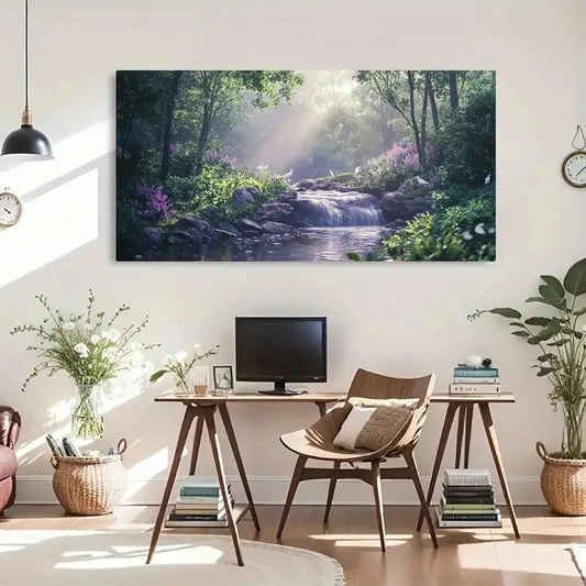 Forest Waterfall Classic Décor Wall Art Canvas Office Home Room Framed 120x60cm