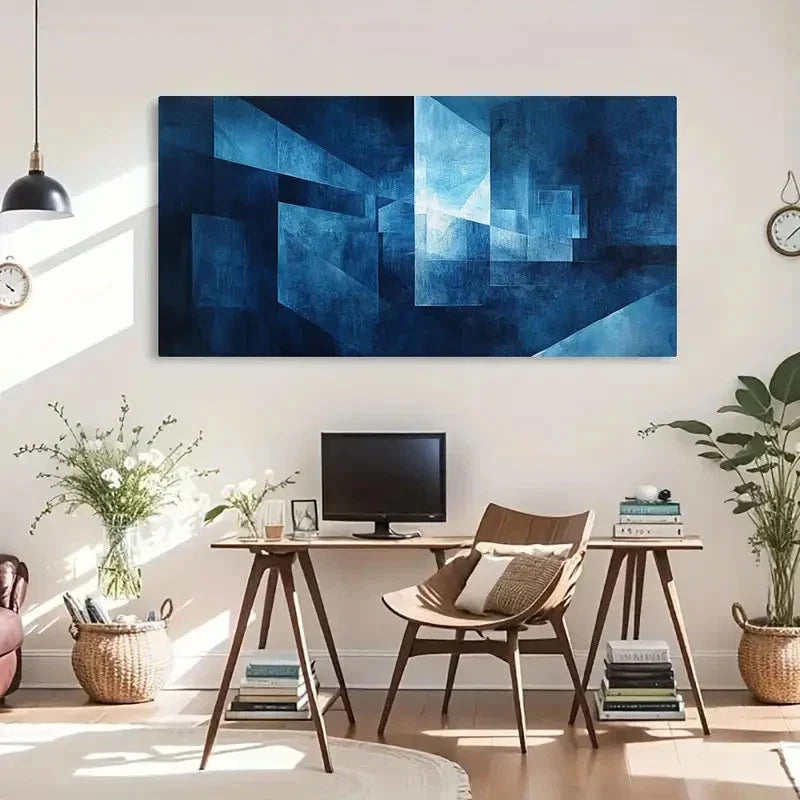 Abstract Geometric Texture Tocne Wall Art Canvas Office Home Room Framed 120x60cm