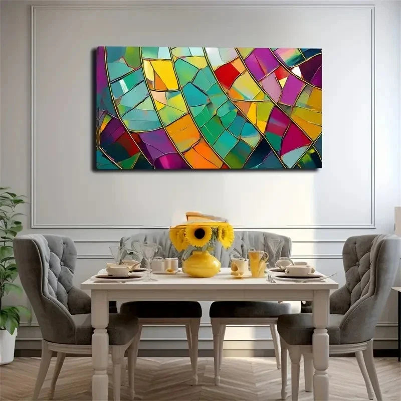 Abstract Colorful Geometric Wall Art Canvas Office Home Room Framed 80x45cm