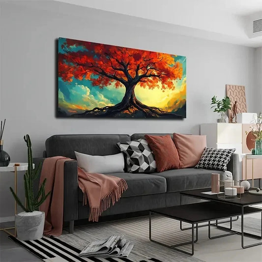 Yellow And Blue Sky Wall Art canvas office home room framed 120x60cm