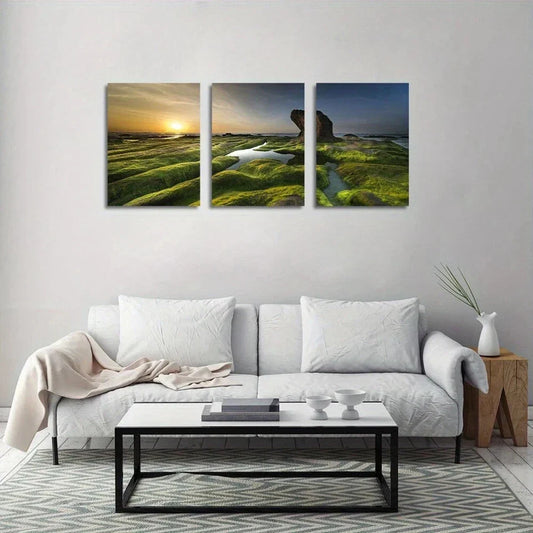 3pcs Murals Plants Sunrise Natural Metal Print Ready to Hang Art