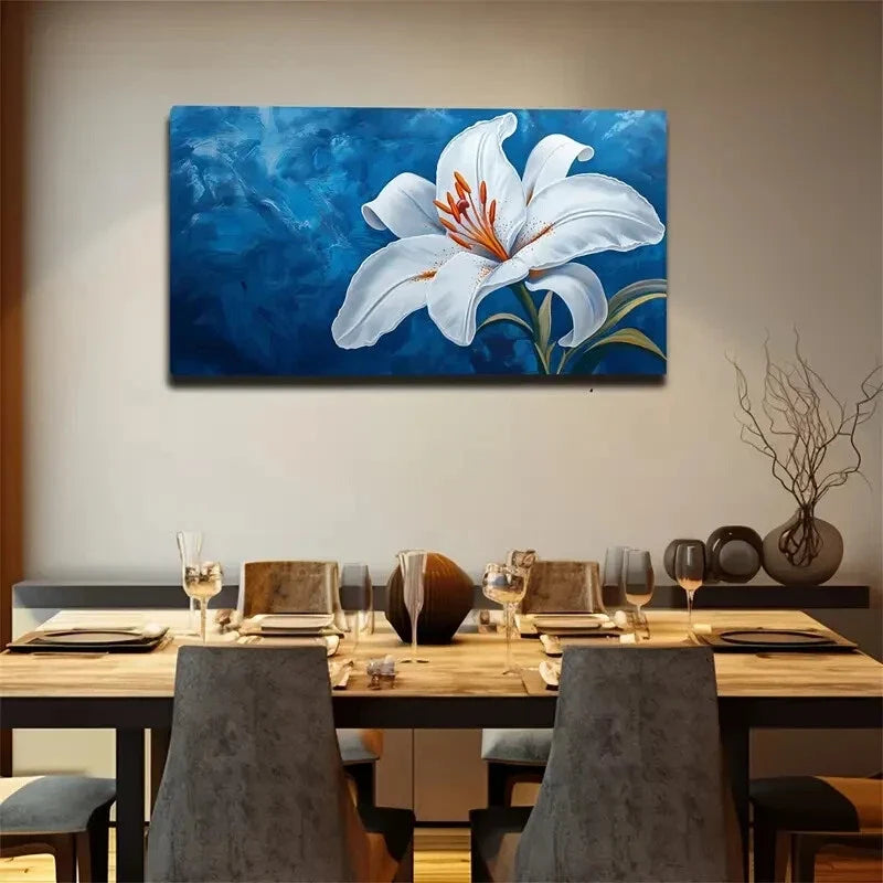 Slender White Flowers Stamens Wall Art Canvas Office Home Room Framed 120x60cm