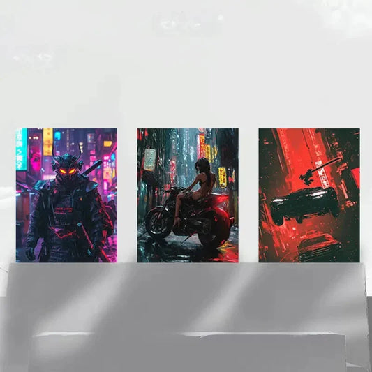 3pcs Majestic Urban Car Bike Stunning Golden Eyes Metal Print Ready to Hang Art