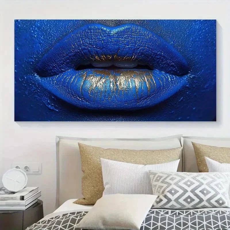 Navy Blue-Gray Abstract Cubist Wall Art Canvas Office Home Room Framed 120x60cm