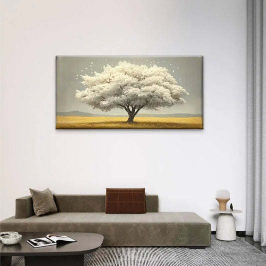 The Trees In Field Peaceful Wall Art Canvas Office Home Room Framed 80x45cm