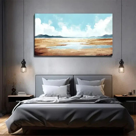 Open Beach Suitable Wall Art Canvas Office Home Room Framed 80x45cm