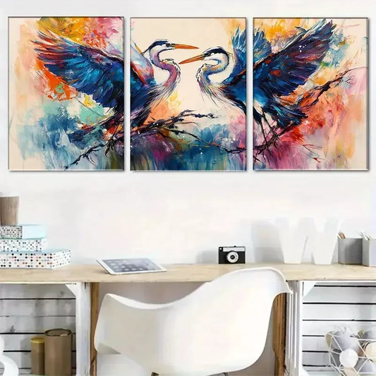 3pcss colorful birds painting Anime Wall Art Set Canvas Framed 40x60cm - High Quality Print 100% Australian Made Wall Canvas Ready to Hang