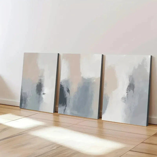 3pcs Abstract Nordic Style Neutral Modern Gray Wall Art Set Canvas Framed 40x60cm - High Quality Print 100% Australian Made Wall Canvas Ready to Hang