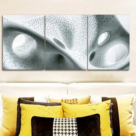 3pcs Organic shaped holes Art Painting Metal Print Ready to Hang Art