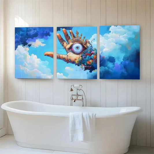 3pcs Mystical Hand & Eye Surreal Vision Perfect Wall Art Set Canvas Framed 40x60cm - High Quality Print 100% Australian Made Wall Canvas Ready to Hang