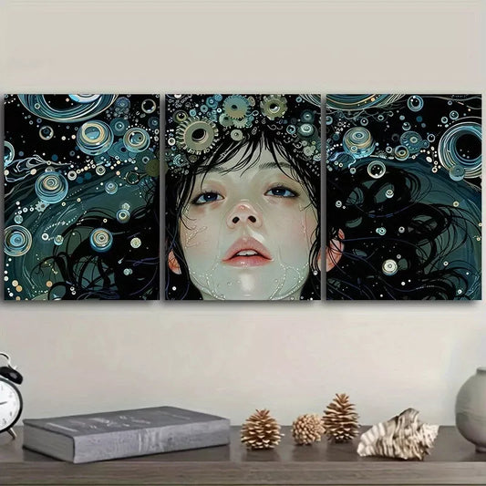 3pcss Sea goddess Nature Water Wall Art Set Canvas Framed 40x60cm - High Quality Print 100% Australian Made Wall Canvas Ready to Hang