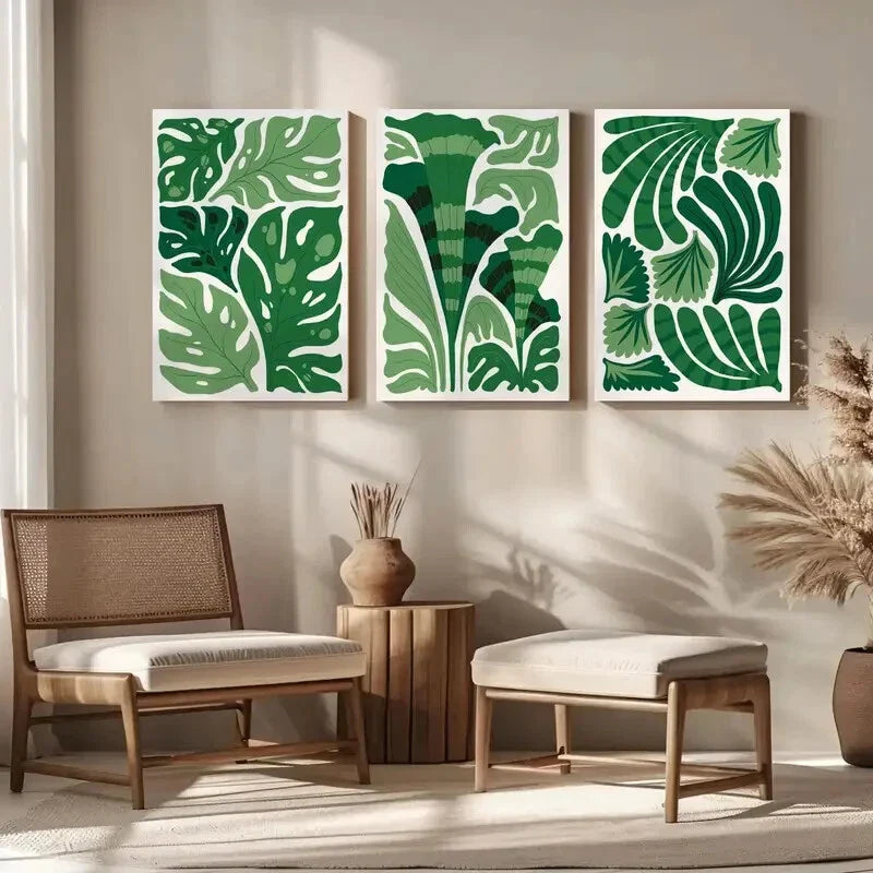 3pcs Abstract Floral Modern Trendy Matisse Metal Print Ready to Hang Art