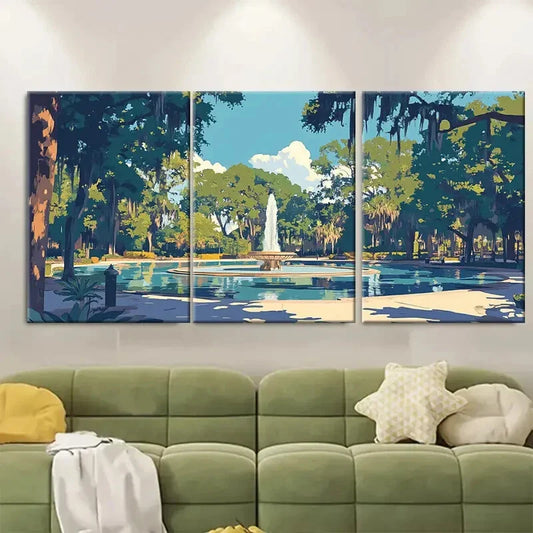 3pcs MidCentury Modern Landscape Savannah Metal Print Ready to Hang Art