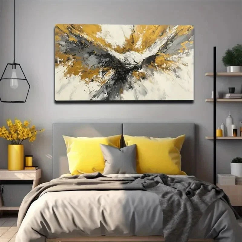 Majestic Eagle Bold Brushstroke Wall Art Canvas Office Home Room Framed 120x60cm