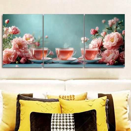 3pcs Two Surreal Dogs Colorful White Background Wall Art Set Canvas Framed 40x60cm - High Quality Print 100% Australian Made Wall Canvas Ready to Hang