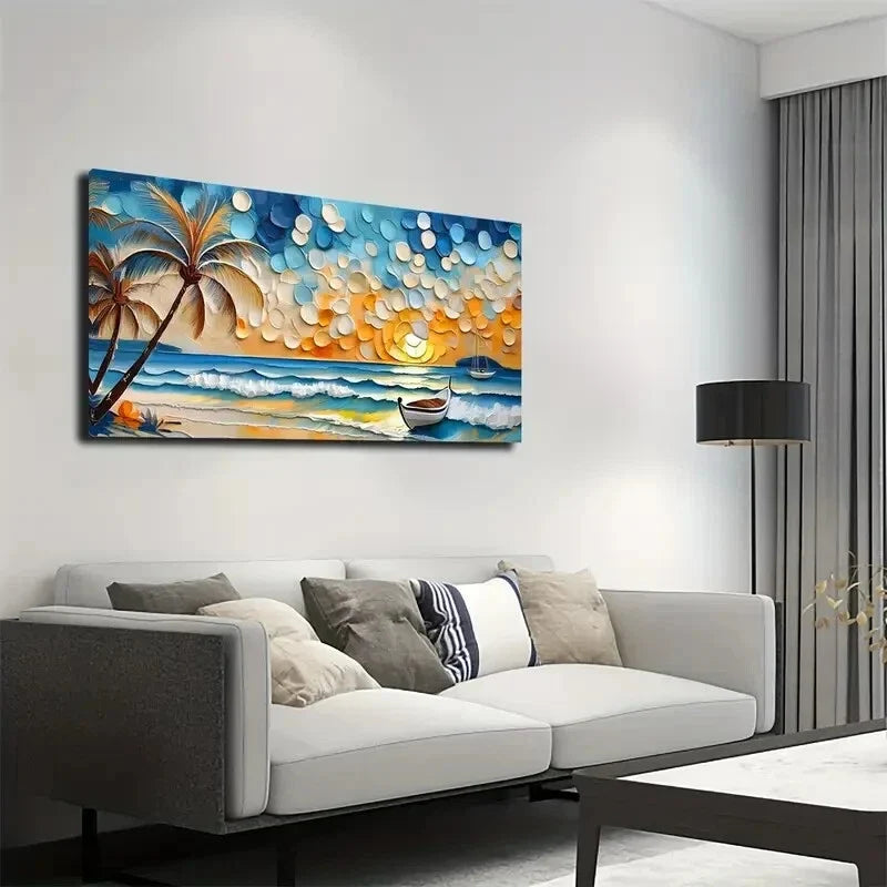 Sailboat And Wave Watercolor Wall Art Canvas Office Home Room Framed 120x60cm