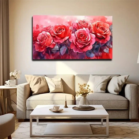 Vibrant Gradient Of Red Soft Wall Art Canvas Office Home Room Framed 120x60cm