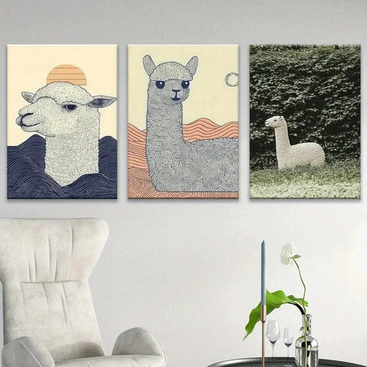 3pcs Beautiful Animal White Wildlife Forest Metal Print Ready to Hang Art