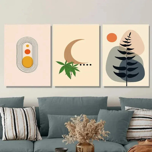 3pcs Modern Abstract Minimalist Black Metal Print Ready to Hang Art