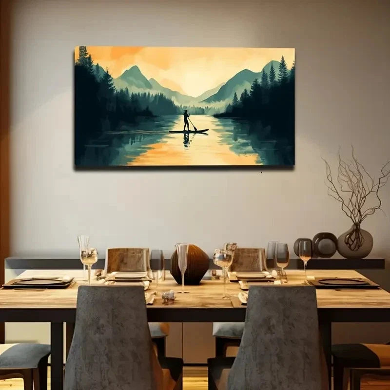 Tranquil Lake And Mountains Wall Art Canvas Office Home Room Framed 120x60cm
