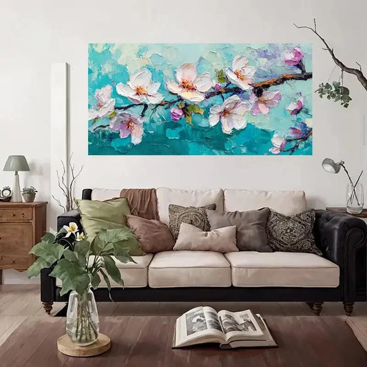 Colorful Flowers Floral Wall Art Canvas Office Home Room Framed 80x45cm