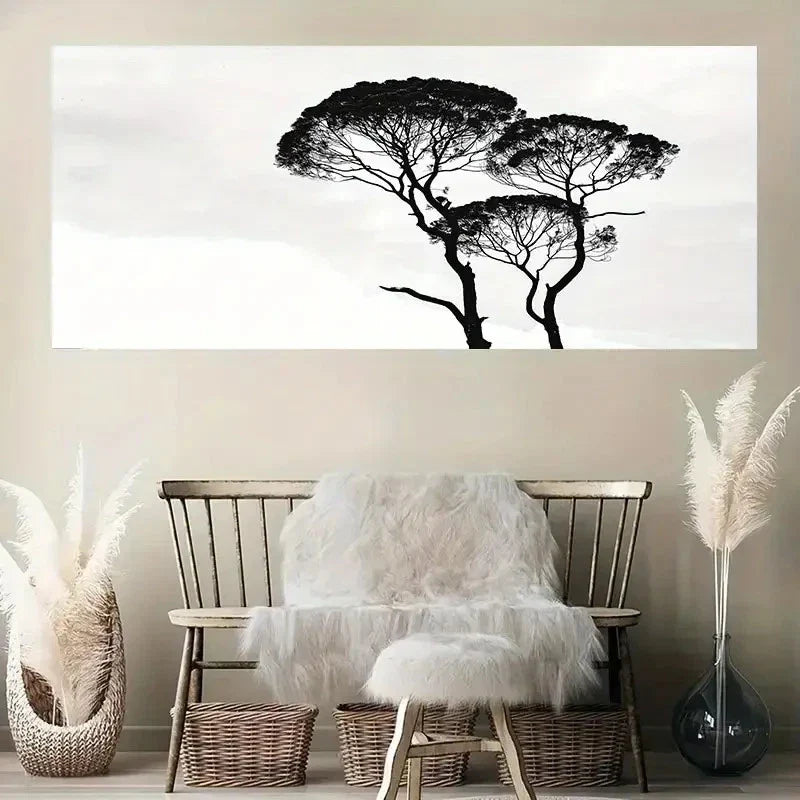 Modern Tree Silhouette Wall Art Canvas Office Home Room Framed 120x60cm