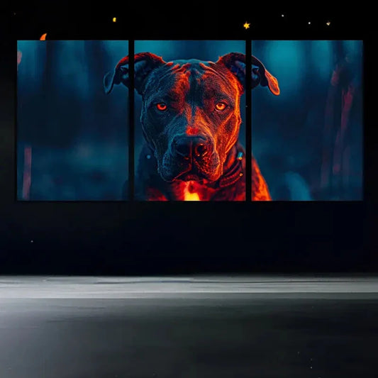 3pcs Intense Gaze Dog Stunning Gold Eyes Metal Print Ready to Hang Art