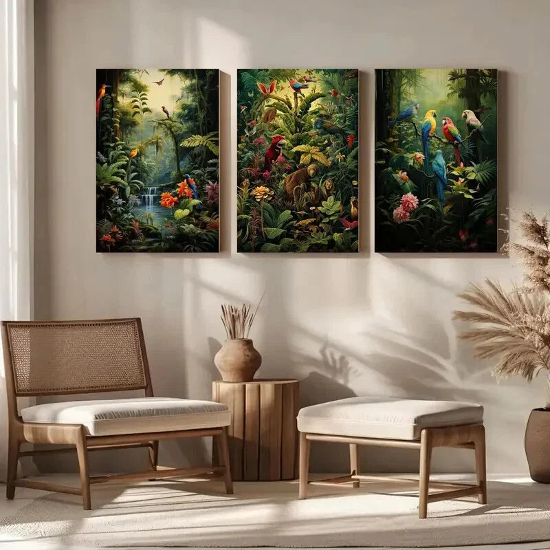 3pcs Floral Posters Boho Leaf Tropical Jungle Metal Print Ready to Hang Art
