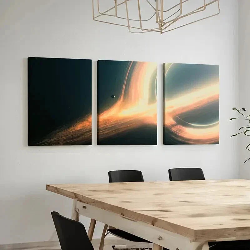 3pcs Sci-Fi Space Futuristic Planet & Black Hole Wall Art Set Canvas Framed 40x60cm - High Quality Print 100% Australian Made Wall Canvas Ready to Hang