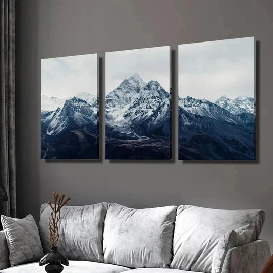 3pcs Natural Snow Mountains Lakes Landscape Wall Art Set Canvas Framed 40x60cm - High Quality Print 100% Australian Made Wall Canvas Ready to Hang