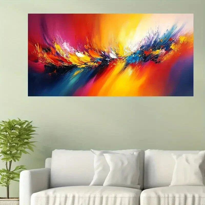 Abstract Expressionist Colorful Wall Art Canvas Office Home Room Framed 120x60cm