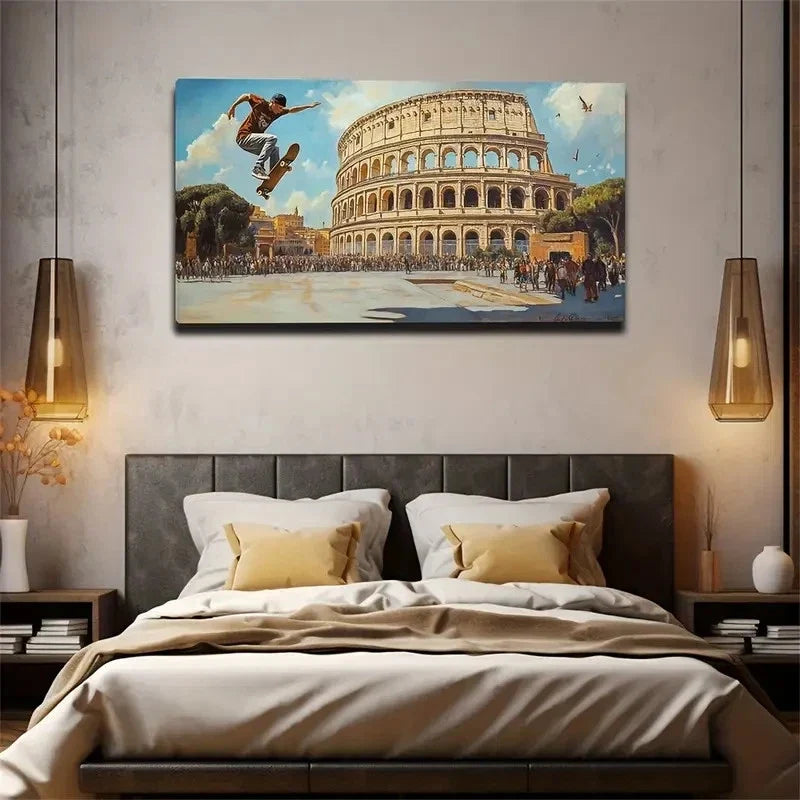Colosseum Conference Décor Wall Art Canvas Office Home Room Framed 120x60cm