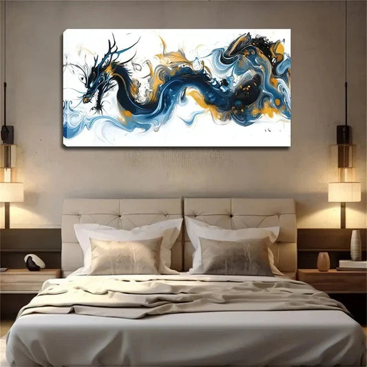 Golden Swirling Colors Vibrant Wall Art Canvas Office Home Room Framed 120x60cm