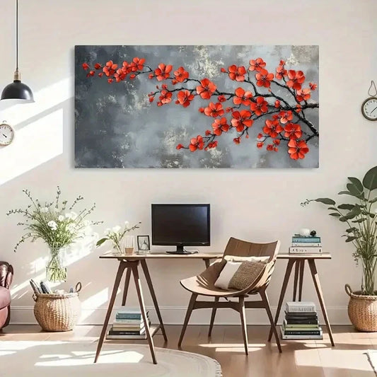 Red Berries Blossom Modern Wall Art Canvas Office Home Room Framed 120x60cm