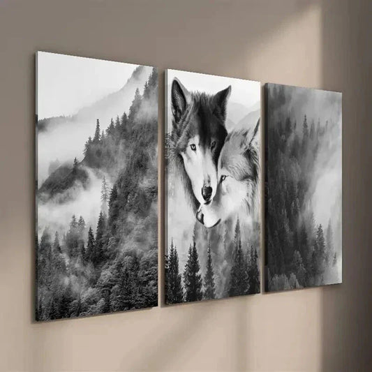 3pcs Forest Animal Lover Wolf Decor Wall Art Set Canvas Framed 40x60cm - High Quality Print 100% Australian Made Wall Canvas Ready to Hang
